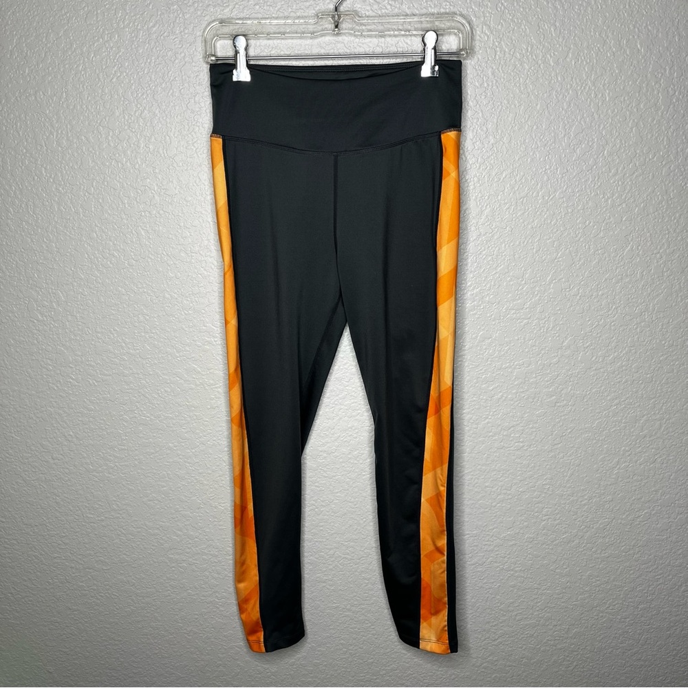 Orangetheory Fitness OTF Black Orange High Rise Workout Leggings Medium 25 inch
